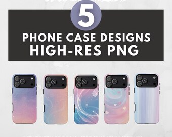 5 Dreamy Pastel Phone Case Sublimation Designs Bundle