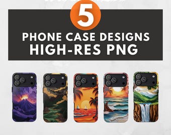 Nature Papercraft Phone Case Sublimation Designs – High Resolution PNG Bundle