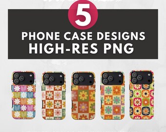 Retro Flower Checkerboard Phone Case Sublimation Designs