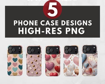 Heart Phone Case Sublimation Designs –Luxury PNG Bundle