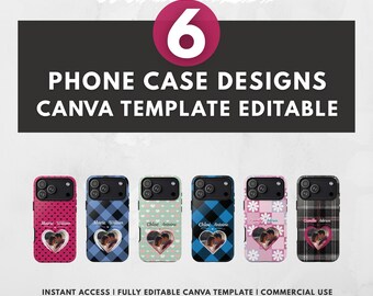6 Saint Valentin Phone Case Designs | Editable Canva Template
