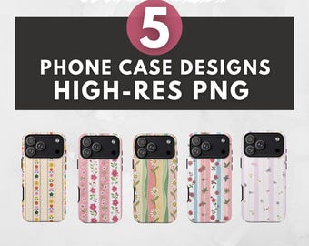 Vertical Stripe Flower Designs Bundle: High Resolution PNGs for Sublimation