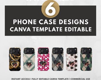 6 Valentine's Day Phone Case Designs | Editable Canva Template