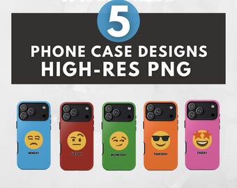 Funny Weekday Mood Emojis Phone Case Sublimation Designs