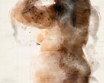 Fine Art Watercolor Boudoir Canvas