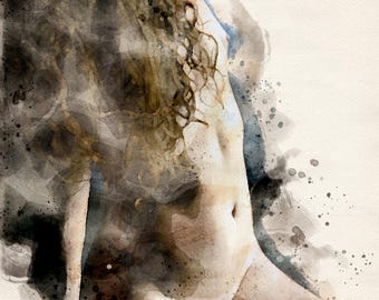 Fine Art Watercolor Boudoir Canvas