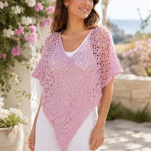 Modello per poncho all'uncinetto, poncho estivo traforato color cipria (PDF)