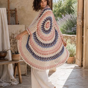 Crochet Cardigan Pattern PDF, Boho Circle Jacket, Mandala Lace Sweater, Sizes S/M–XXL/XXXL