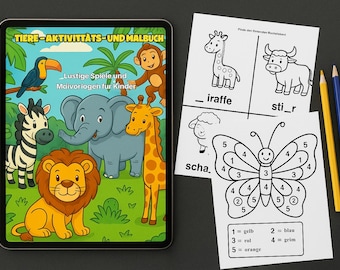 Animals Activity Coloring Book for Kids: German Language (Printable PDF)