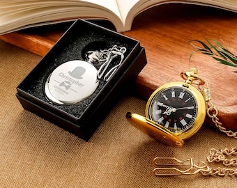 Custom Engraved Pocket Watch,Personalized Fathers day gift, Graduation Gift for Him, Birthday gift,Can use Logo