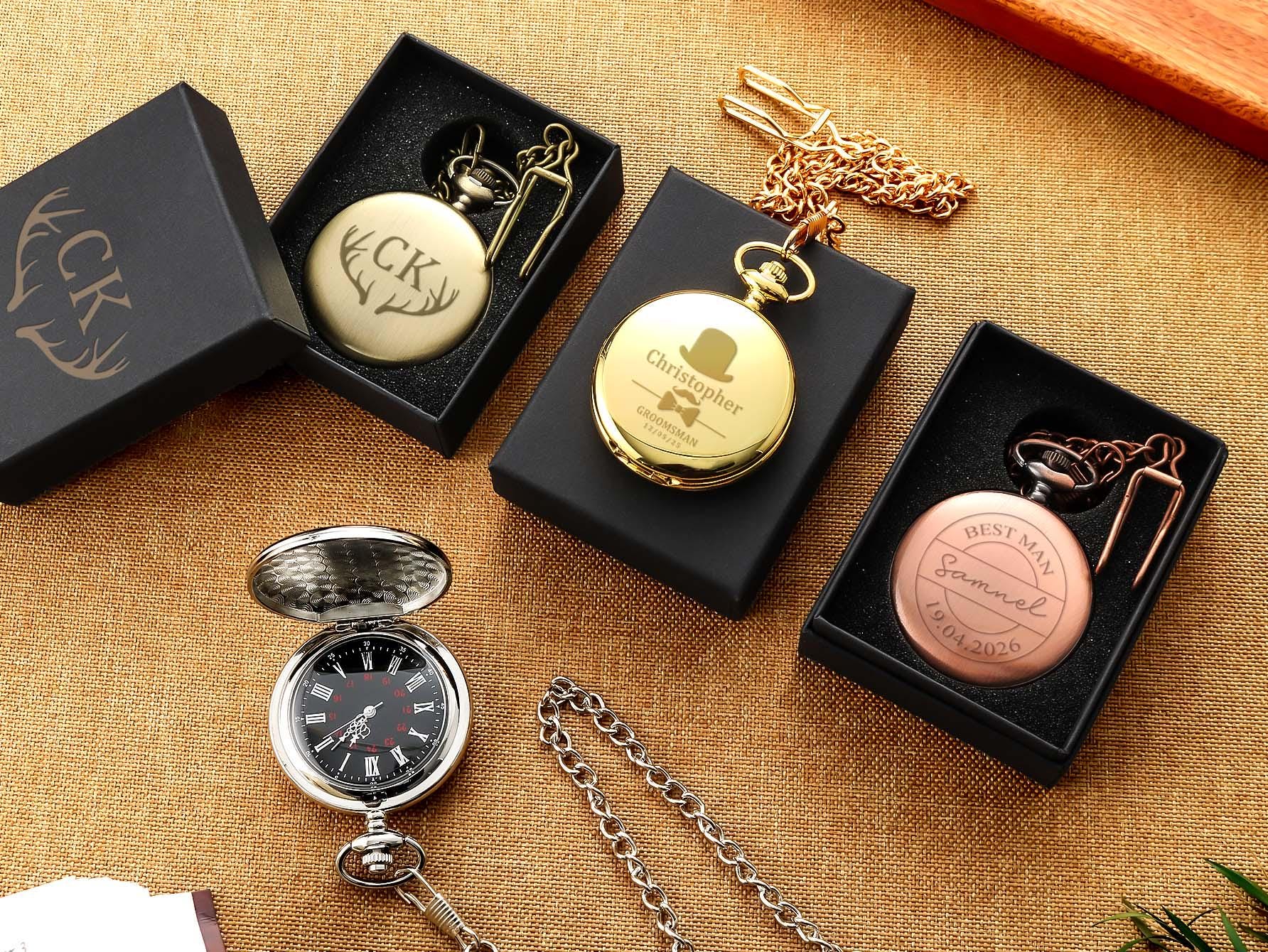 Personalized Quartz Pocket Watch With Chain - To My Son, Dad, Mom, Daughter, Vintage Steampunk Style Gift
