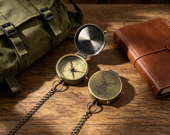 Custom Engraved Compass: Personalized Antique Vintage Design, Custom Pocket Size, grandson custom graduation gift,Team gift ,use Logo