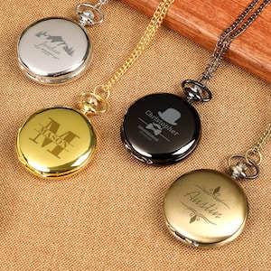 Relógio de bolso personalizado gravado – presente para padrinhos, lembrança de casamento personalizada