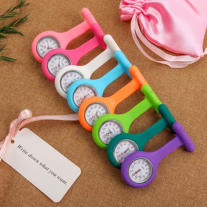 Reloj de enfermera de silicona personalizado con nombre grabado imagen 7