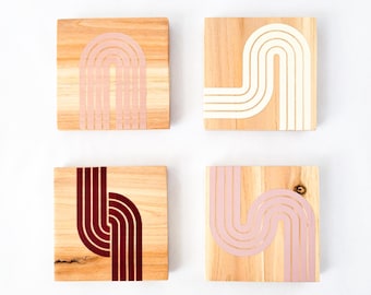 Sous-bocks peints en bois (Ensemble de 4)