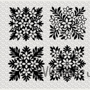 Hawaiian Quilt Plumeria SVG Bundle • Island Floral Cut Files (Digital Download)