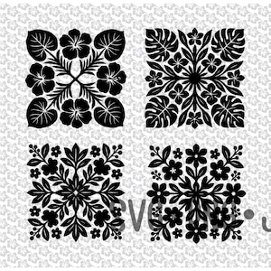Hawaiian Quilt SVG Bundle | Tropical Floral Designs (PNG JPG)