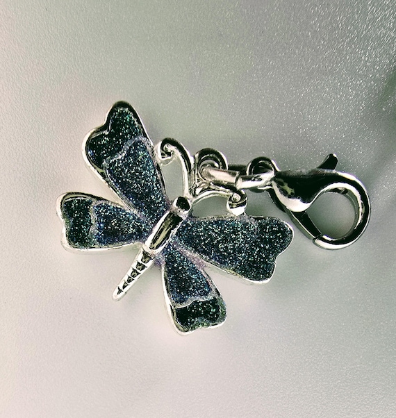 Vintage Sterling Silver enameled Dragonfly-butter… - image 5