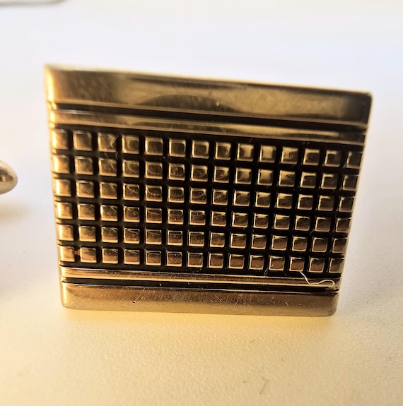 Swank Gold Tone  geometric rectangular  cufflinks. - image 2