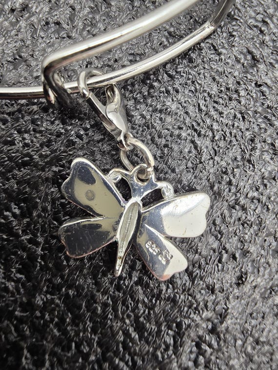 Vintage Sterling Silver enameled Dragonfly-butter… - image 2