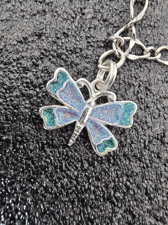 Vintage Sterling Silver enameled Dragonfly-butter… - image 7