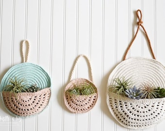 CROCHET PATTERN: Crochet Basket Wall Planter - crochet wall hanging - crochet planter   - DIGITAL Download