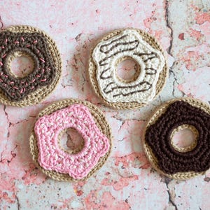 CROCHET PATTERN: Crochet Donut Coasters (Crochet Doughnut Coasters) - PDF File Download