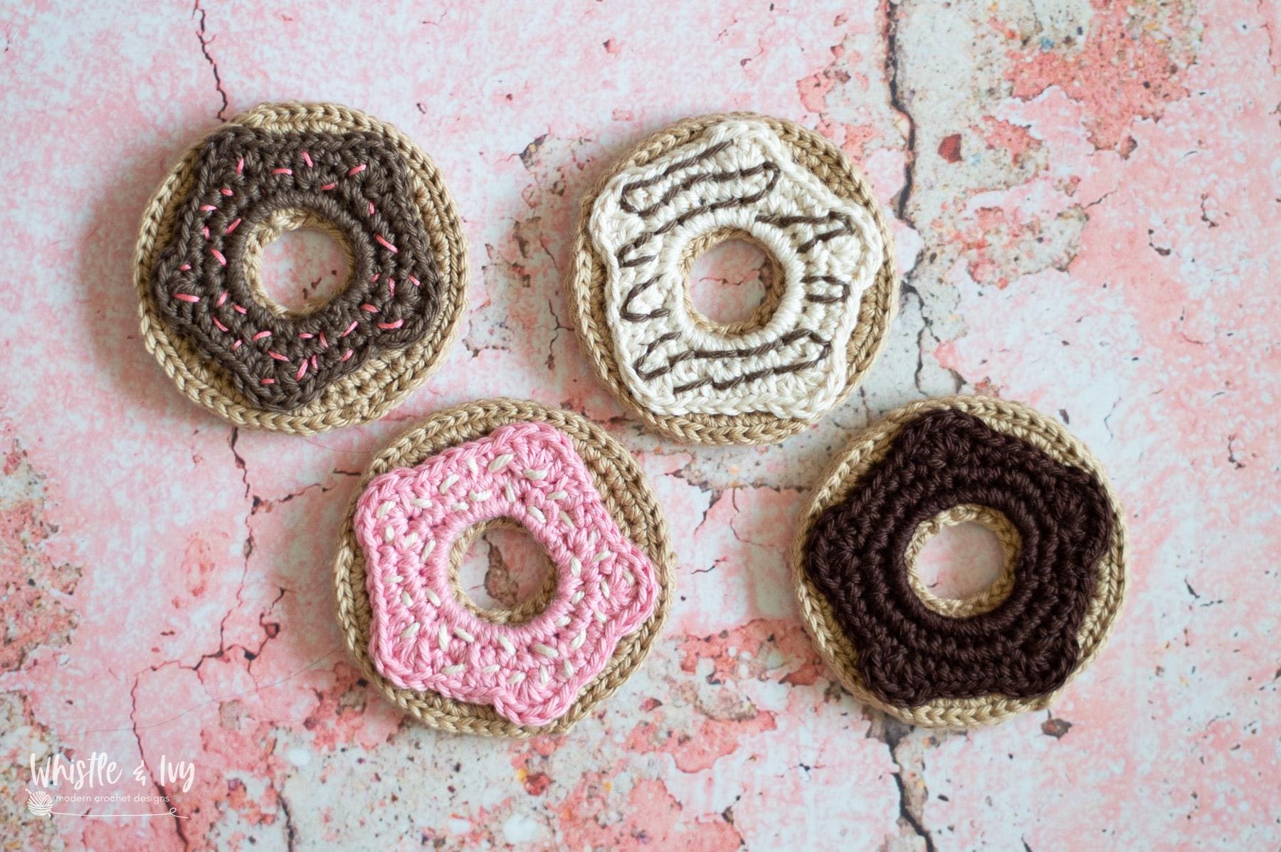 35 Donut Crochet Patterns for Sweet Amigurumi, Plushies, and Giftable Treats 8 Crochet Donut Coasters Pattern: Cotton Yarn