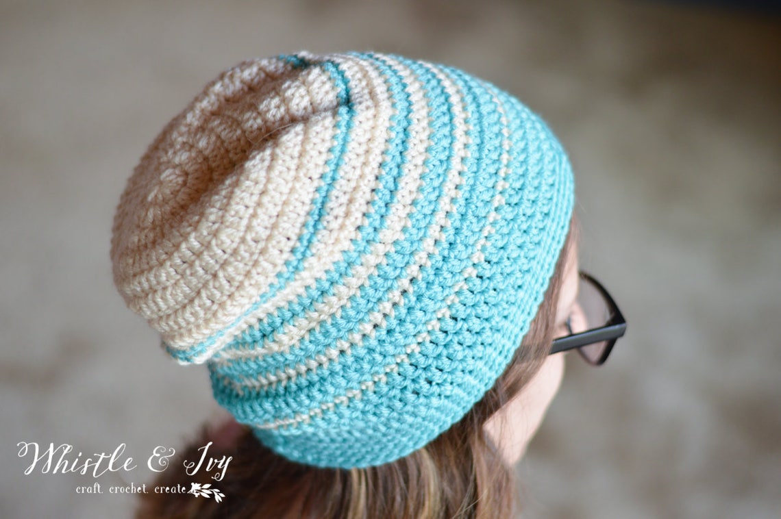 CROCHET PATTERN: Faded Stripes Slouchy Hat Pdf DOWNLOAD - Etsy