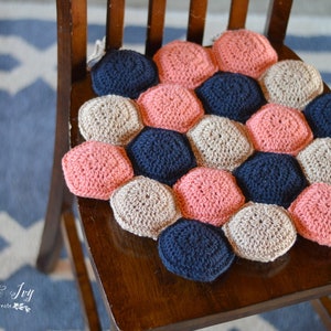 CROCHET PATTERN: Hexie Puff Seat Cushion PDF Download Pattern image 2