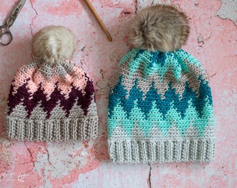 CROCHET PATTERN: Crochet Chevron Hat - Pattern PDF Download - Modern Crochet Hat Pattern