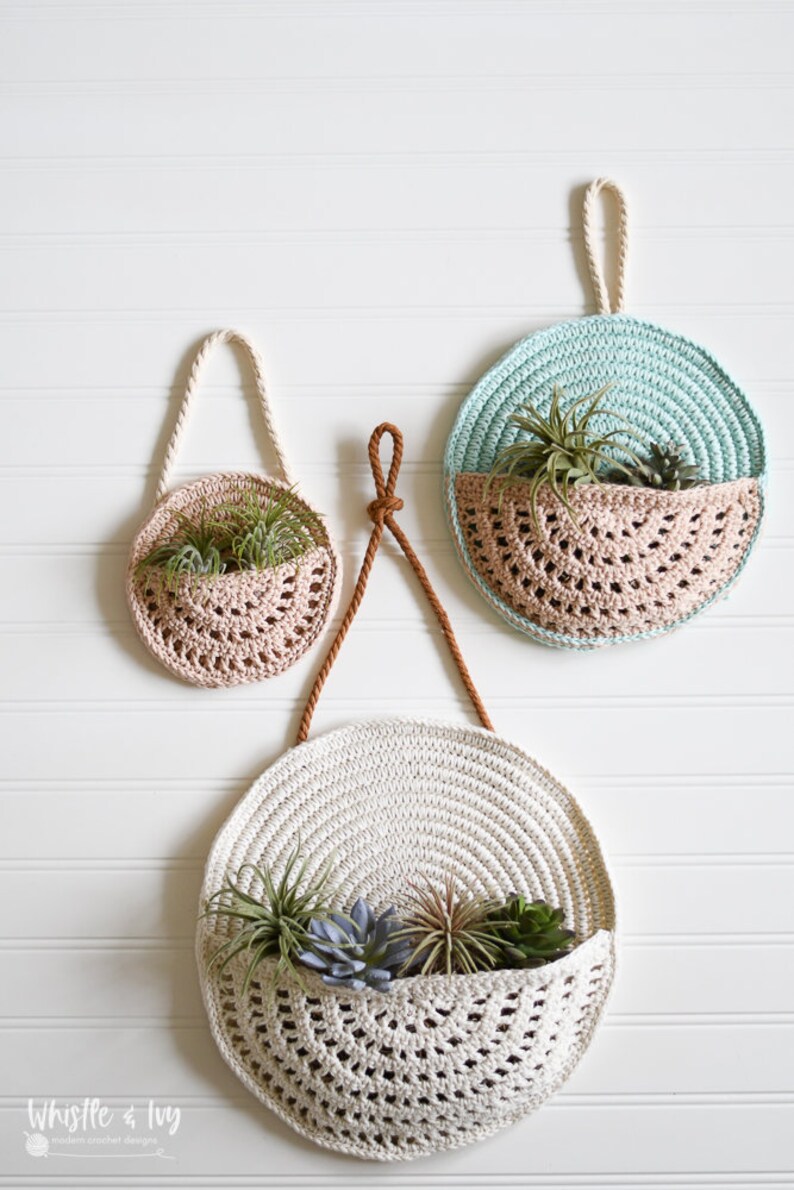 CROCHET PATTERN: Crochet Basket Wall Planter crochet wall hanging crochet planter DIGITAL Download image 6