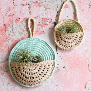 Crochet Basket Wall Planter PATTERN: Hanging Air Plant Holder (Digital Download)