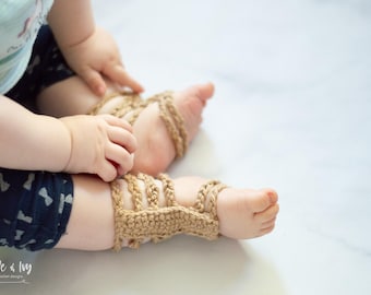 Crochet Pattern: Baby Barefoot Sandals Gladiator Style (2 styles included!) PDF DOWNLOAD