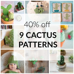 CROCHET PATTERN Pack: Crochet Cactus Succulent Pattern Pack - 9 Patterns Included (PDF Download Pattern)