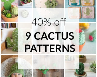 CROCHET PATTERN Pack: Crochet Cactus Succulent Pattern Pack - 9 Patterns Included (PDF Download Pattern)