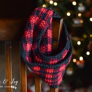 CROCHET PATTERN: Buffalo Plaid Infinity Scarf -  PDF Download