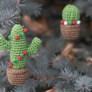 CROCHET PATTERN: Cactus Ornament Holiday Christmas Ornament Pattern Instant DOWNLOAD image 1