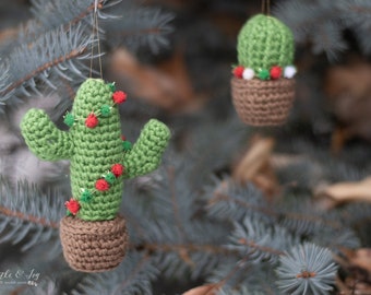 CROCHET PATTERN: Cactus Ornament - Holiday Christmas Ornament  (Pattern Instant DOWNLOAD)