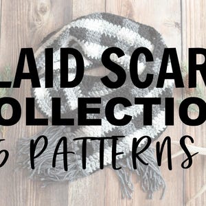 CROCHET PATTERN Pack: Buffalo Plaid Neckwear Collection - 5 Patterns - PDF Download