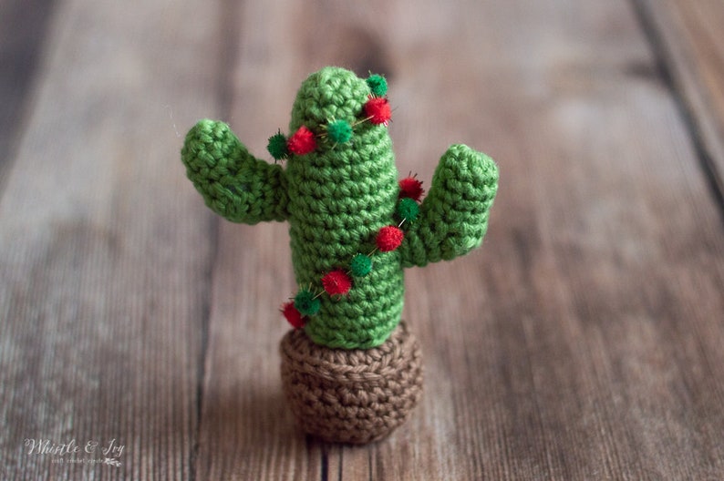 CROCHET PATTERN: Cactus Ornament Holiday Christmas Ornament Pattern Instant DOWNLOAD image 3