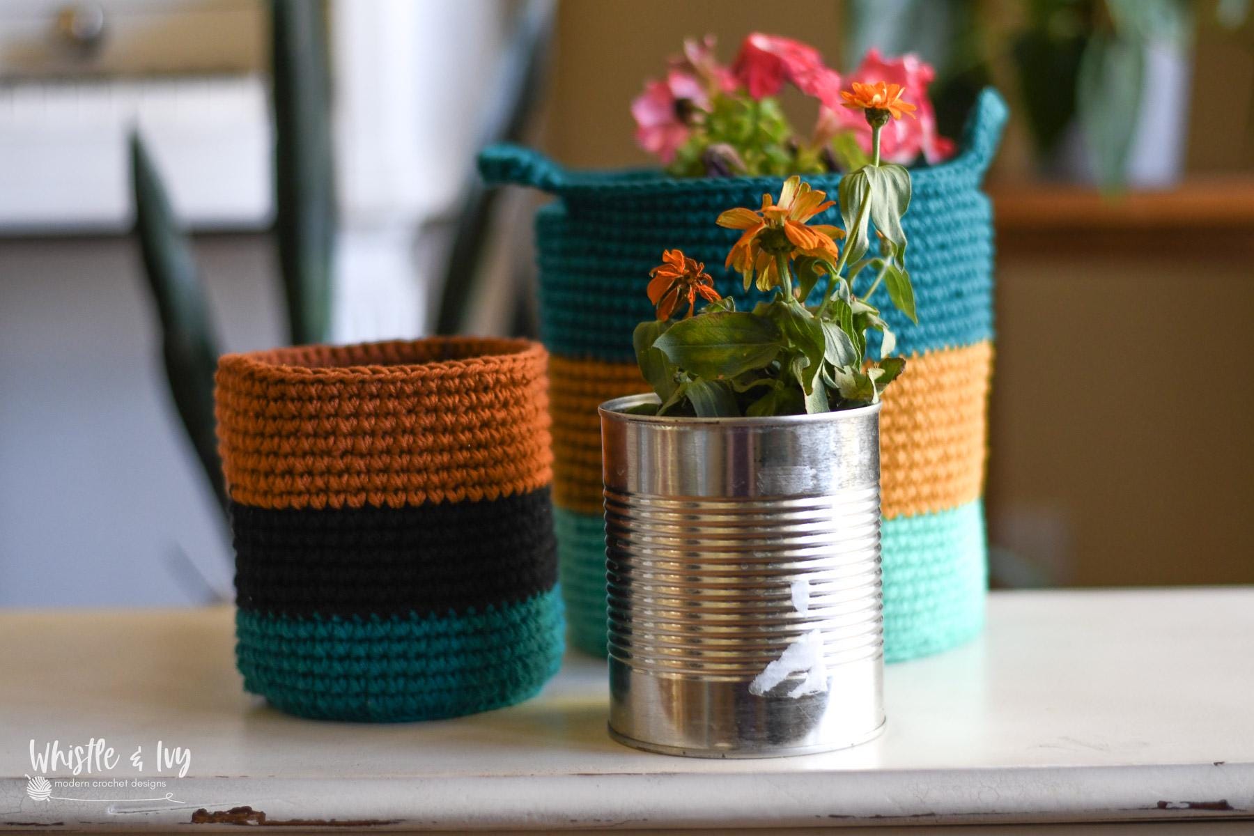 Crochet Can Basket Pattern: Upcycled Decor