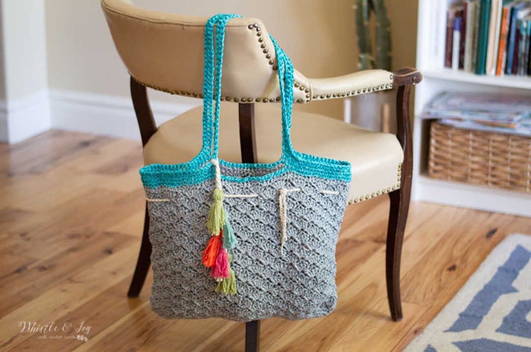 CROCHET PATTERN: Summer Raffia Tote Beach Bag (PDF Download