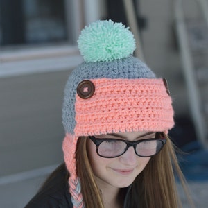 CROCHET PATTERN: Women&#39;s Trapper Hat pdf DOWNLOAD