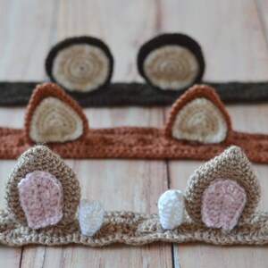 CROCHET PATTERN: Woodland Animal Ears Crochet Headbands Pdf DOWNLOAD image 5