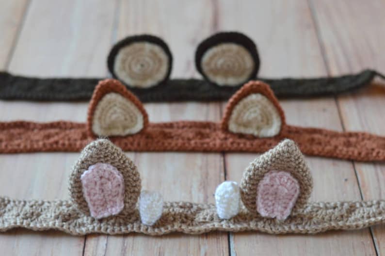 CROCHET PATTERN: Woodland Animal Ears Crochet Headbands Pdf DOWNLOAD image 5