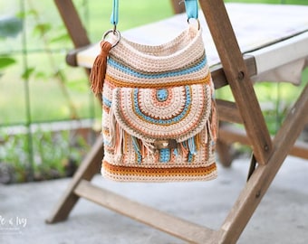 CROCHET PATTERN Baja Striped Crochet Cross Body Bag   [PDF Digital Download File]