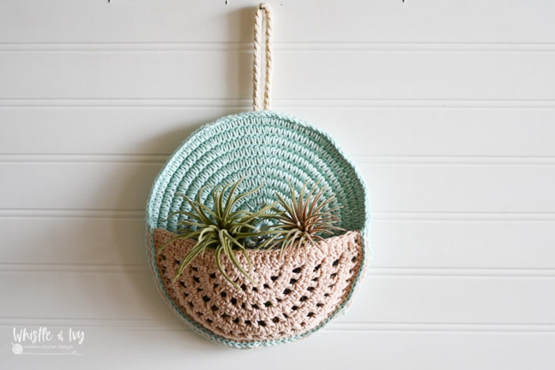 CROCHET PATTERN: Crochet Basket Wall Planter crochet wall hanging crochet planter DIGITAL Download image 5