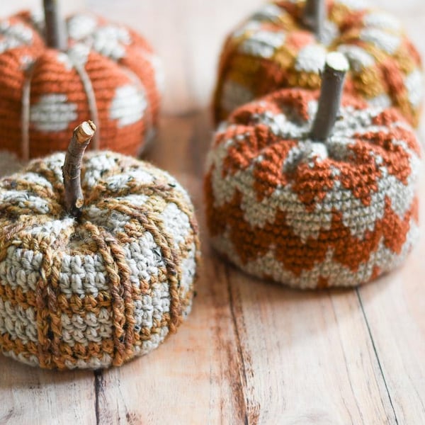 CROCHET PATTERN: Fall Pumpkin Pattern Pack - PDF Download- four pretty crochet pumpkin designs included
