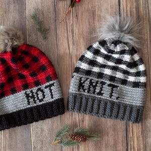 CROCHET PATTERN: " Not Knit" Crochet Plaid Hat - Pdf DOWNLOAD